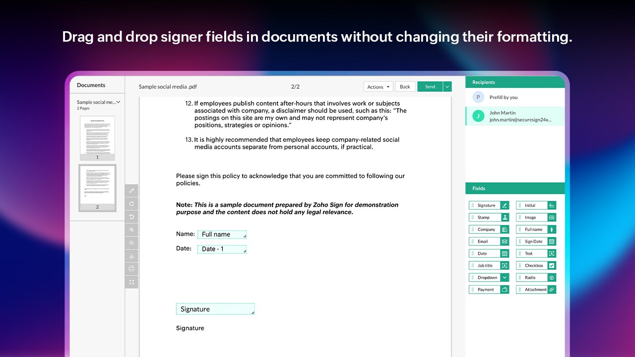 Snapshot 4 of Zoho Sign