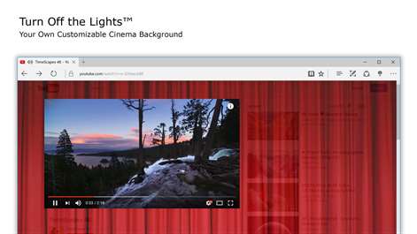 Capture d’écran : Turn Off the Lights - Your own customizable cinema background for all video websites such as YouTube, vimeo, Dailymotion, Youku,....