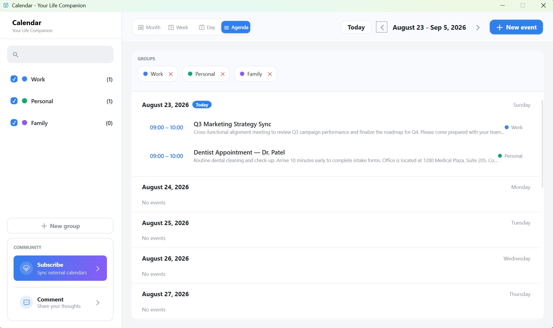 Calendar - Your Life Companion screenshot