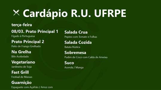 Cardápio R.U. UFRPE screenshot 3