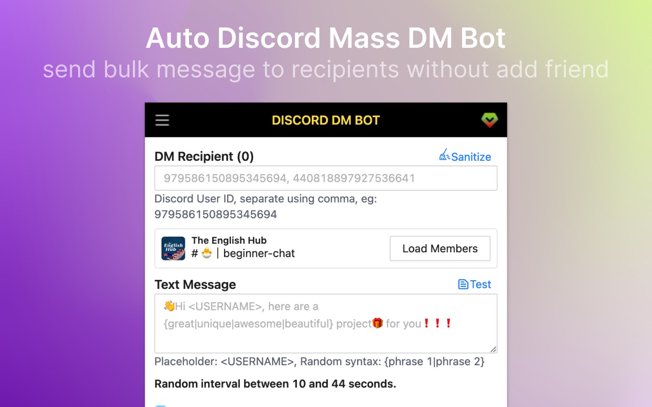 dSender - Mass DM bot for Discord™️