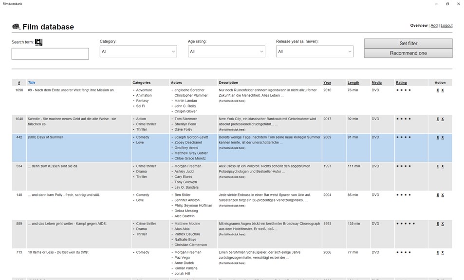 Film database Microsoft Apps