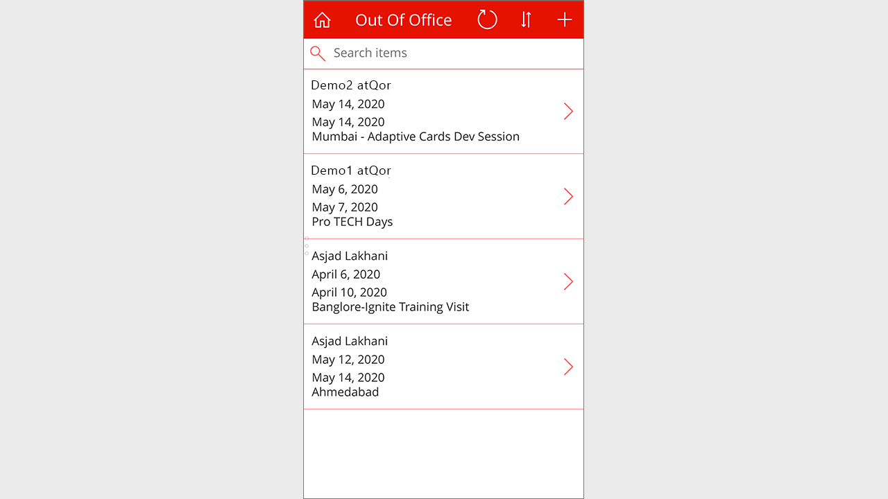 Snapshot 2 of Out of Office (OOO) Management App: 2-Wk Implementation