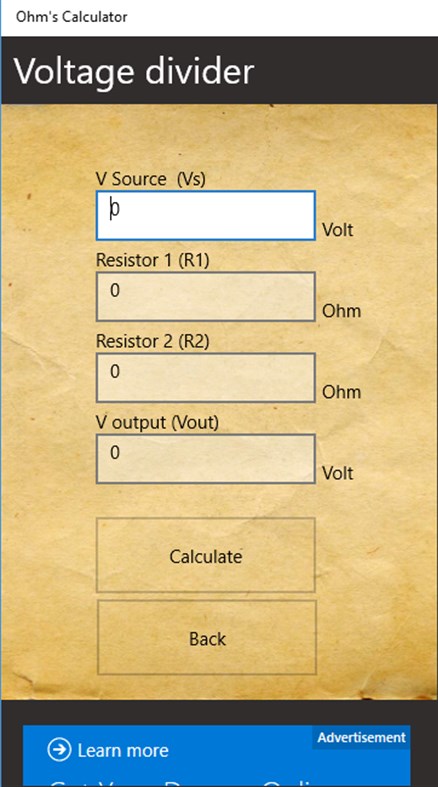 #2. Ohm's Calculator (Windows) De: Spanakis