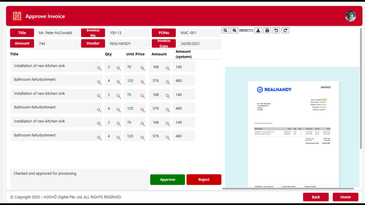 Snapshot 4 of Intelligent Invoice Automation (IIA)