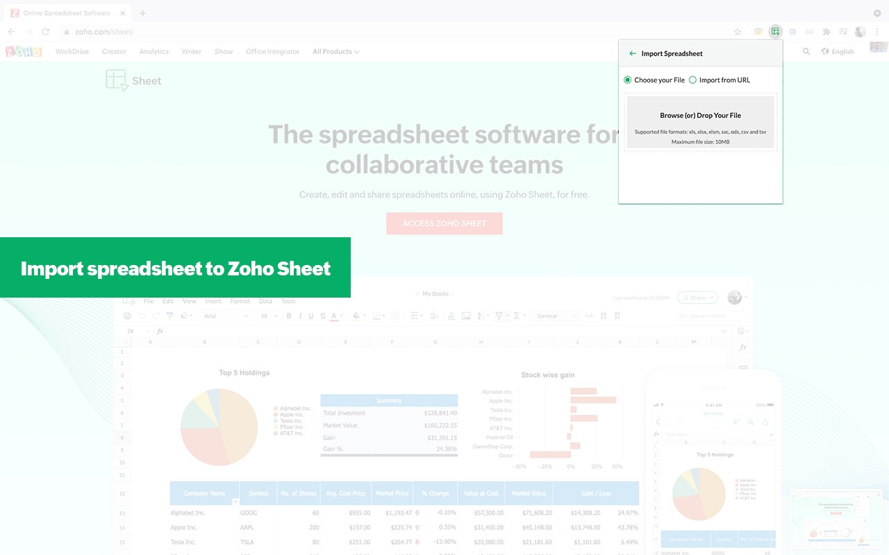 Zoho Sheet - Extension & Web Clipper