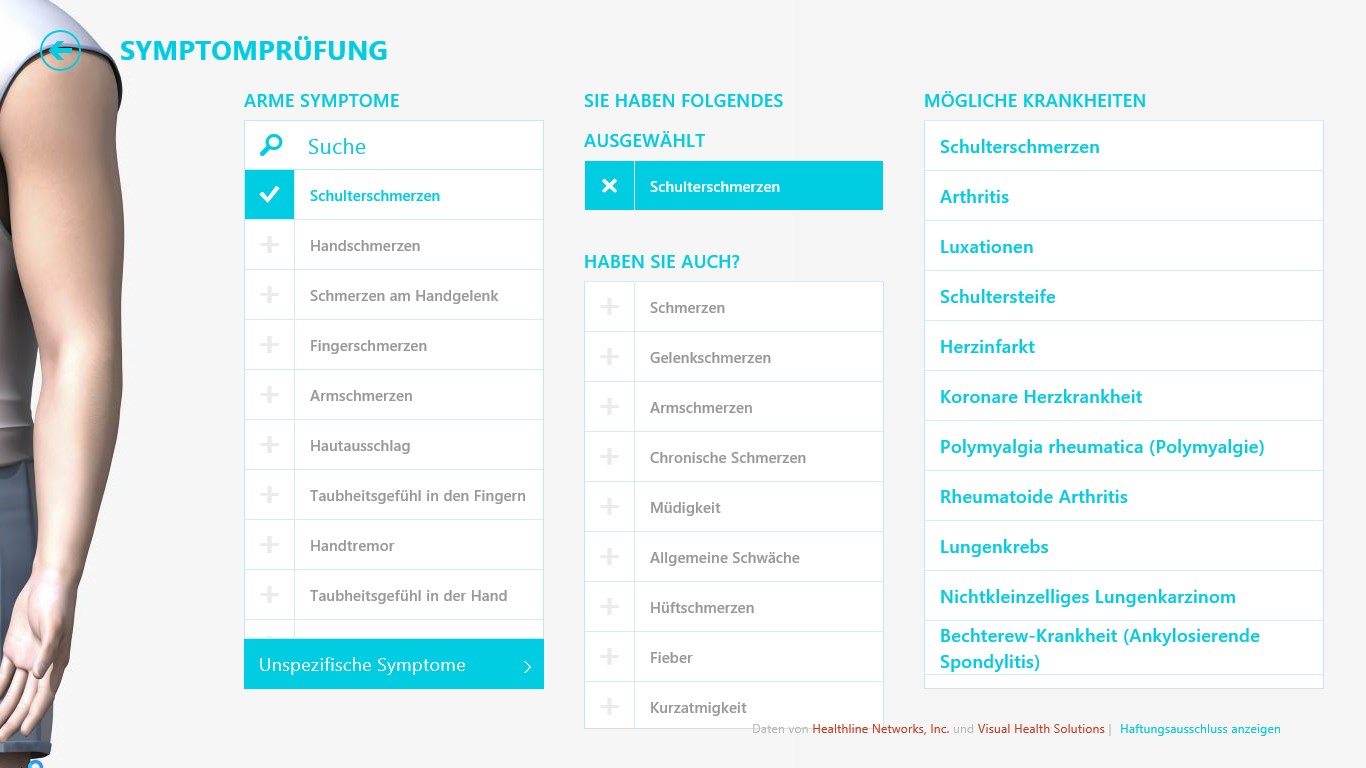 Bringen Sie Symptome mit Ihrem Gesundheitszustand in Verbindung.