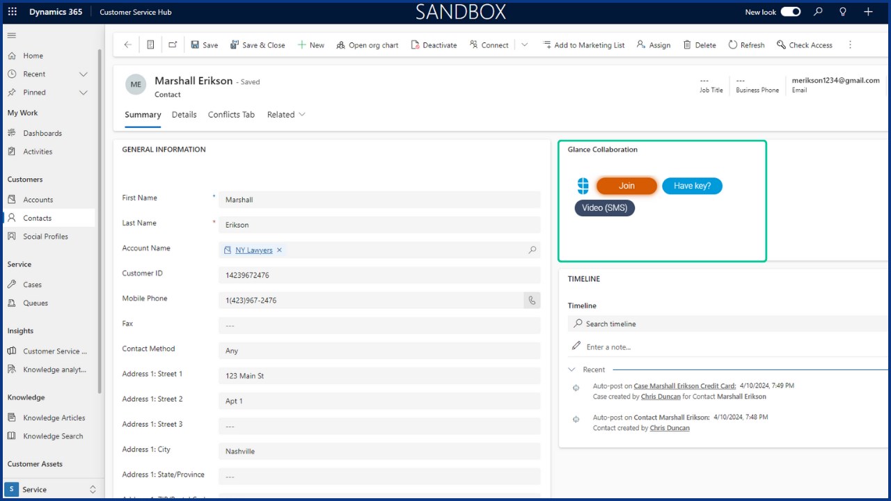 Snapshot 2 of Glance Cobrowse for Microsoft Dynamics