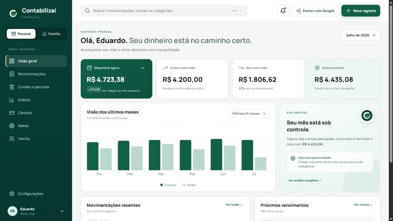 Contabilizaí — Finanças screenshot