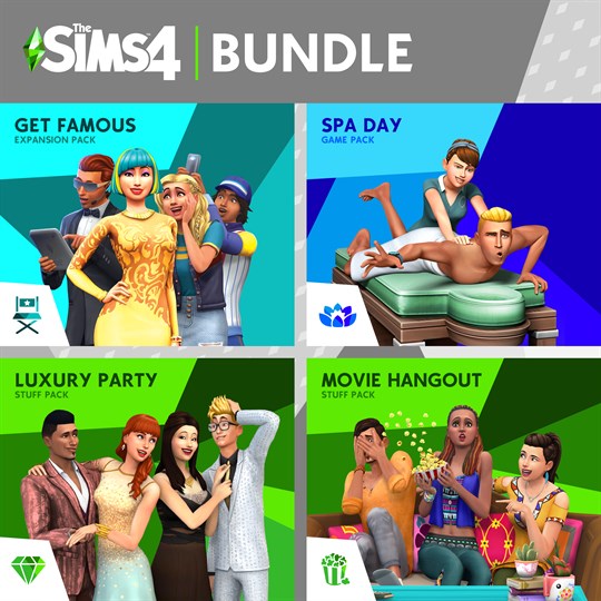 The Sims™ 4 Live Lavishly Bundle - Get Famous, Spa Day, Luxury Party Stuff, Movie Hangout Stuff for xbox
