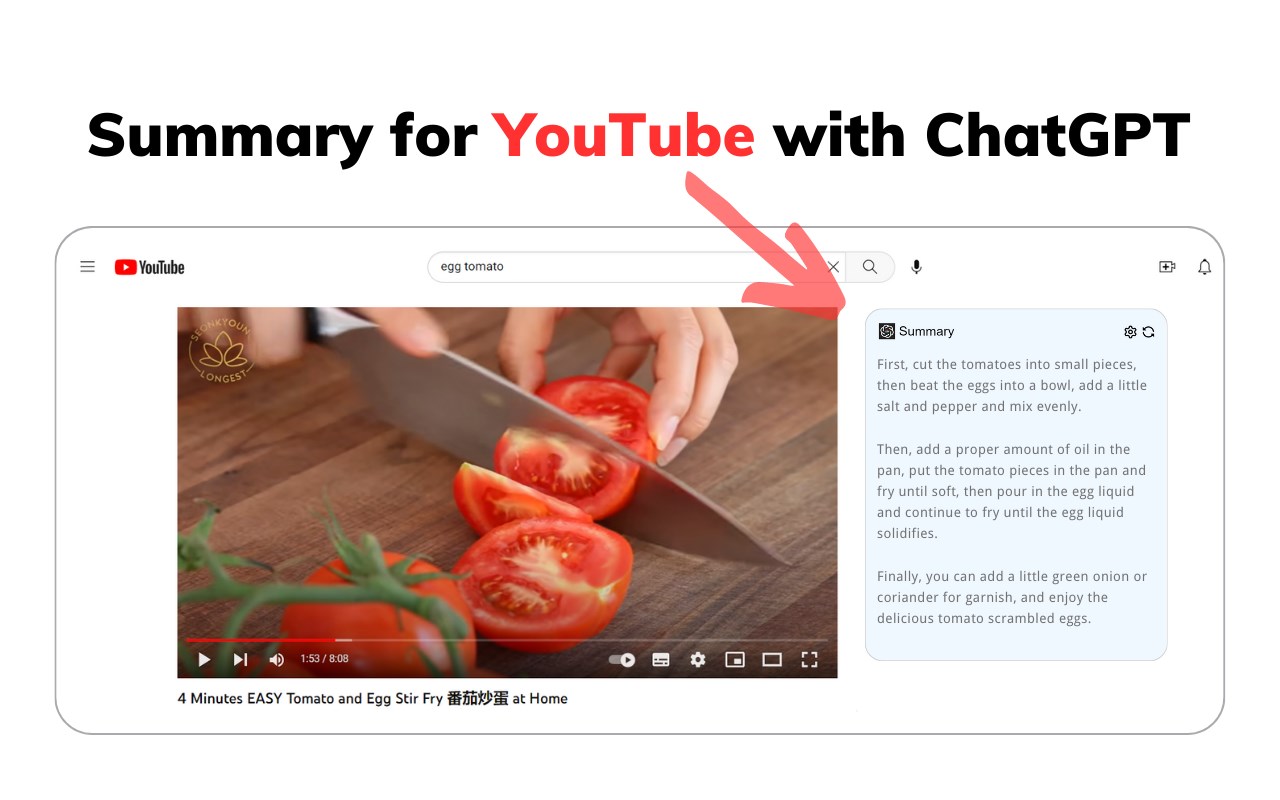 Summary with ChatGPT for Google™ and YouTube™