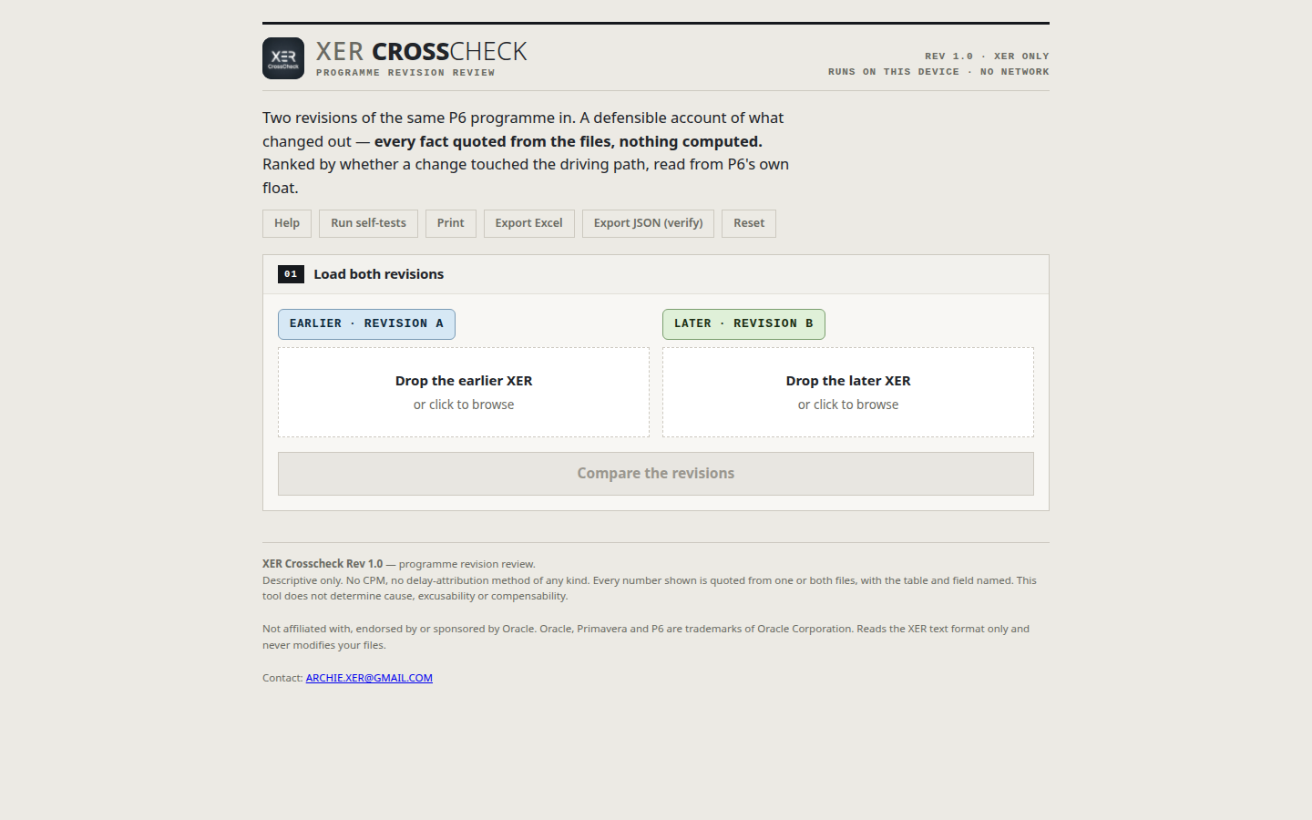 XER CrossCheck screenshot