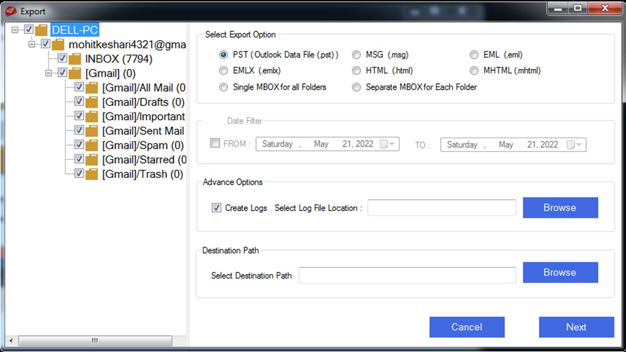 Snapshot 2 of MailsDaddy IMAP Backup Tool