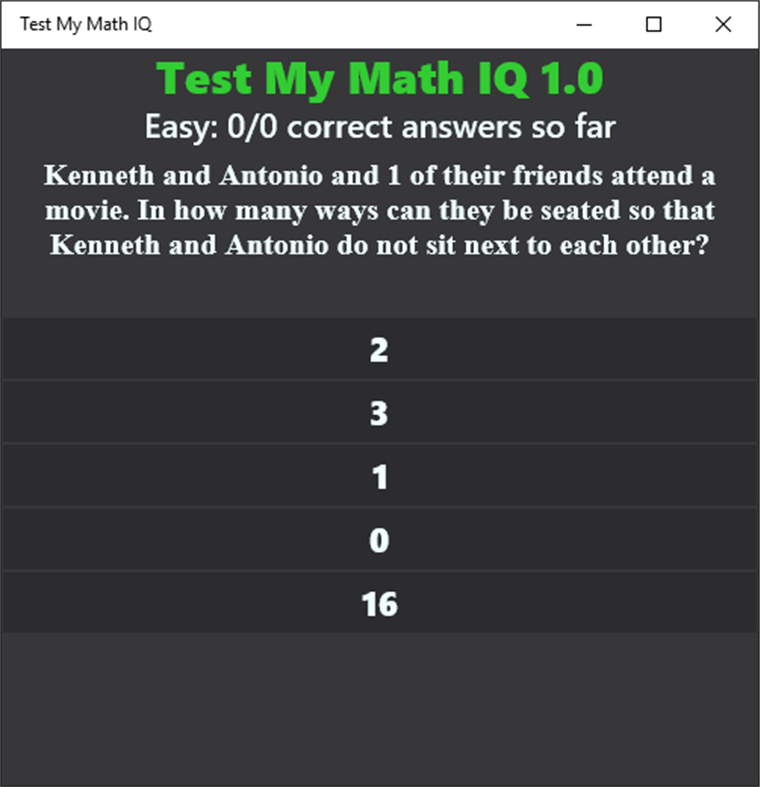 #2. Test My Math IQ (Windows) 由: Nikolay Kostov