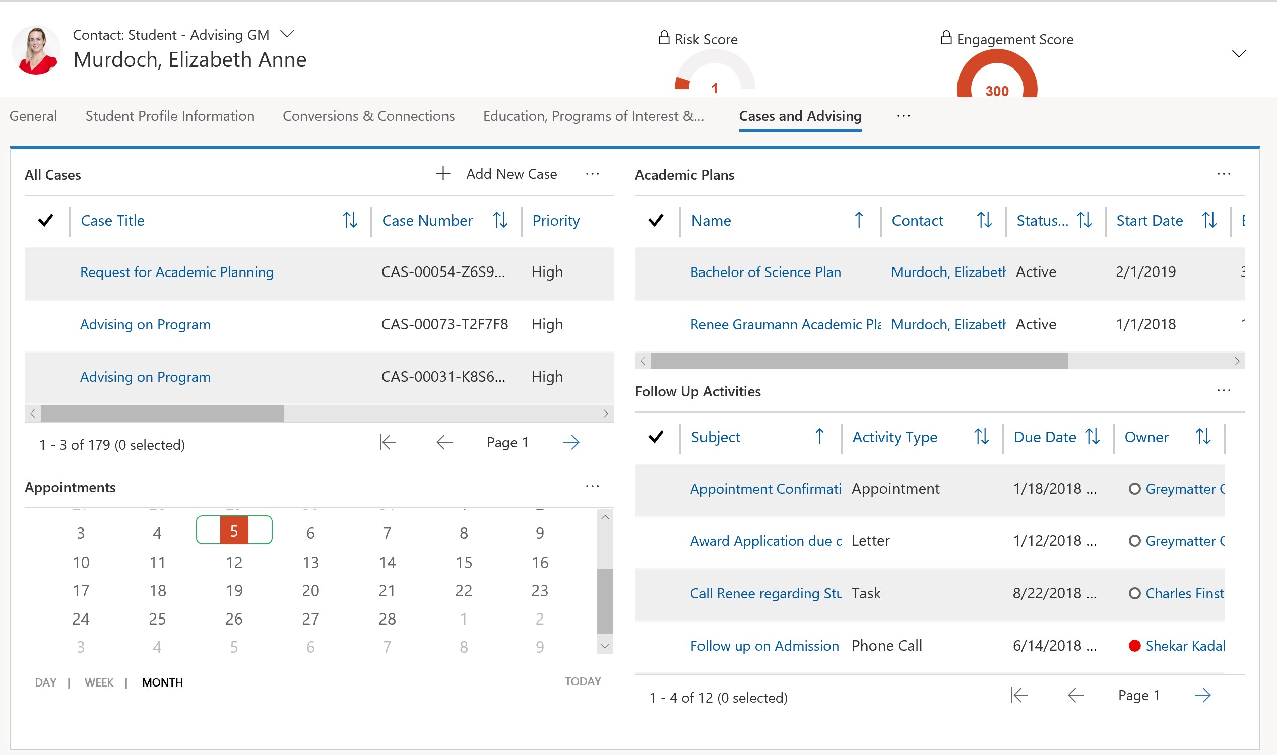 Snapshot 6 of greymatter CRM for Higher Education