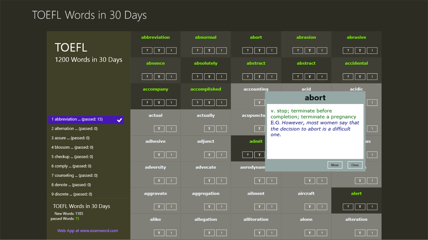 #5. TOEFL Words in 30 Days (Windows) By: English Test Vocabulary