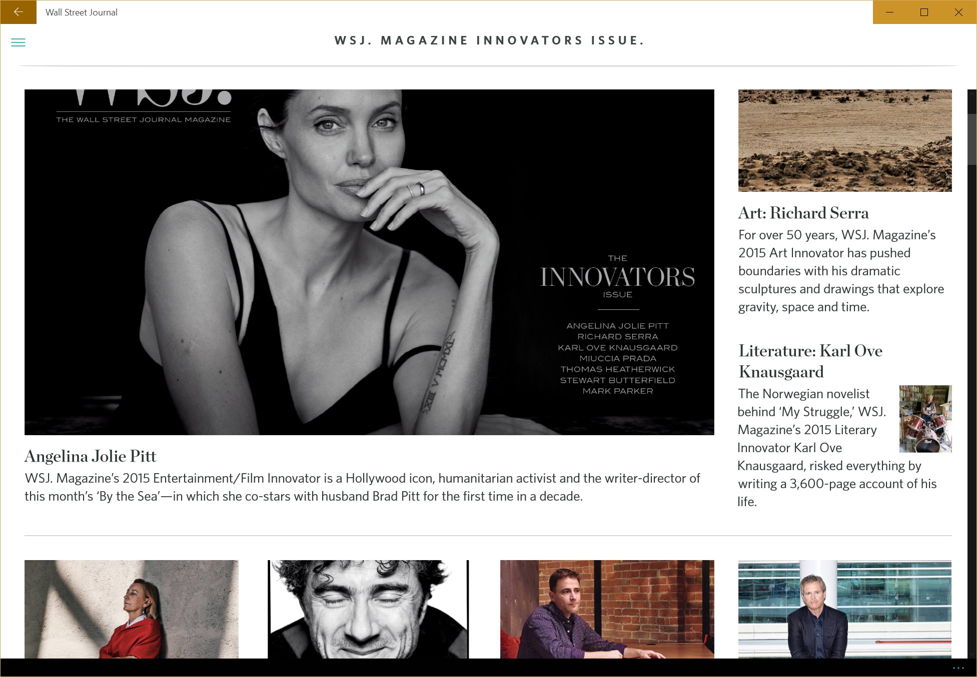 Screenshot: High quality content from WSJ Magazine