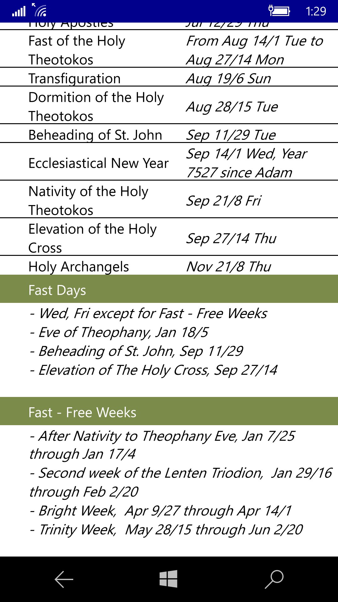 השג את Christian Orthodox Calendar Microsoft Store He Il