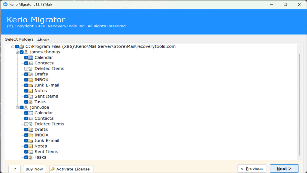 Snapshot 4 of RecoveryTools Kerio Migration Tool