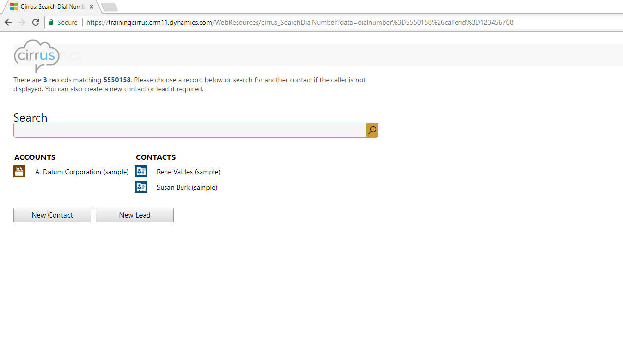Snapshot 1 of Cirrus Call Manager