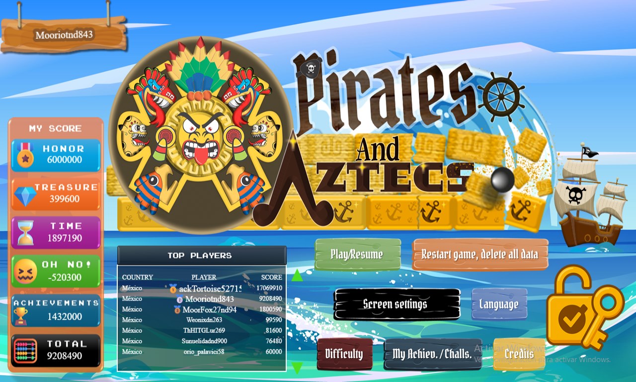 Pirates and Aztecs. Screenshot