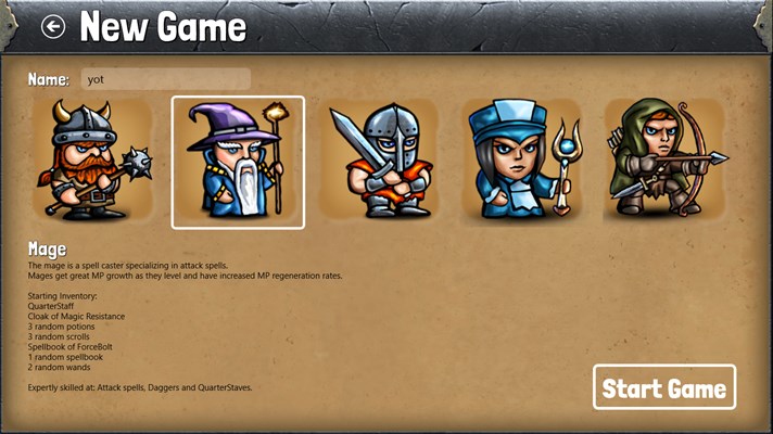 Screenshot: Play from a choice of multiple player classes.