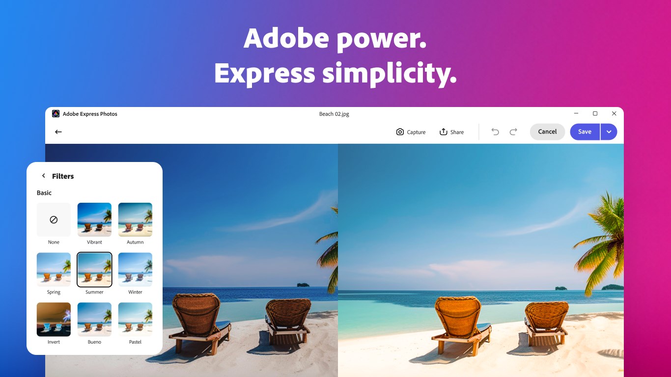 Adobe Express Photos (旧Photoshop Express) - Windows に無料で