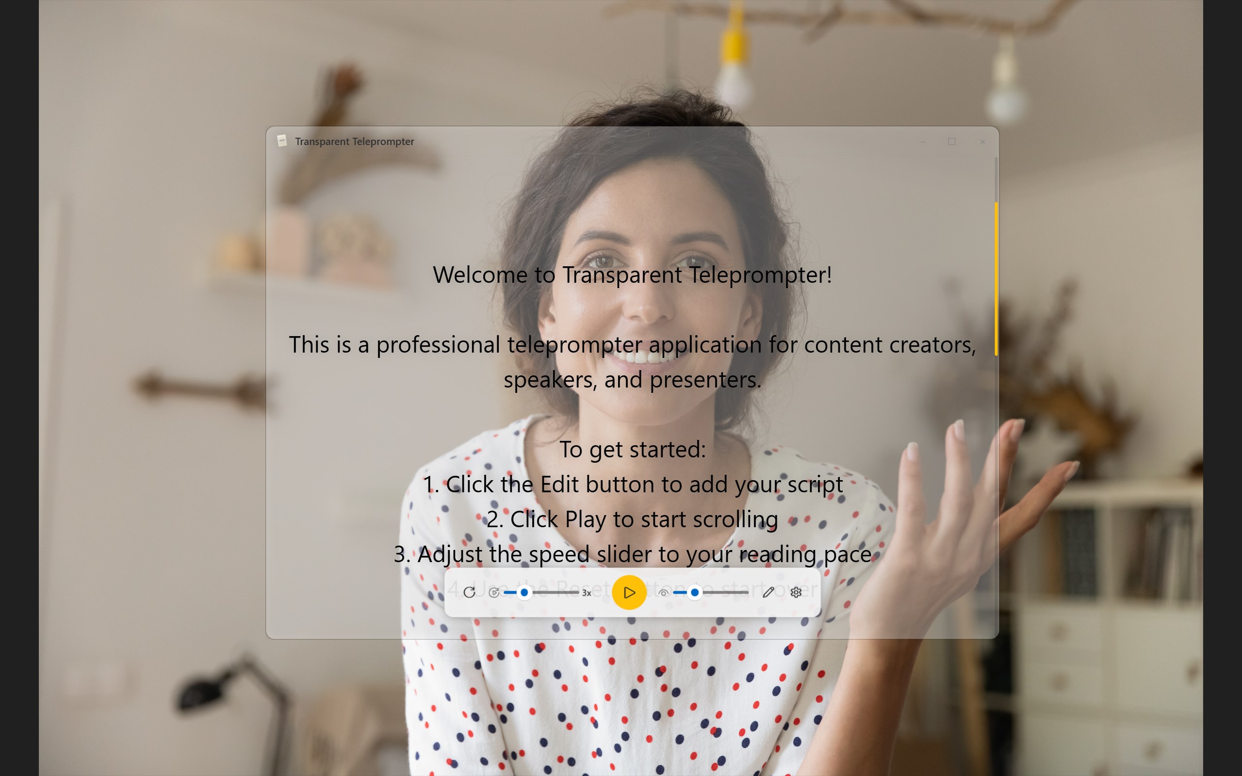 Transparent Teleprompter - Script Over Video screenshot