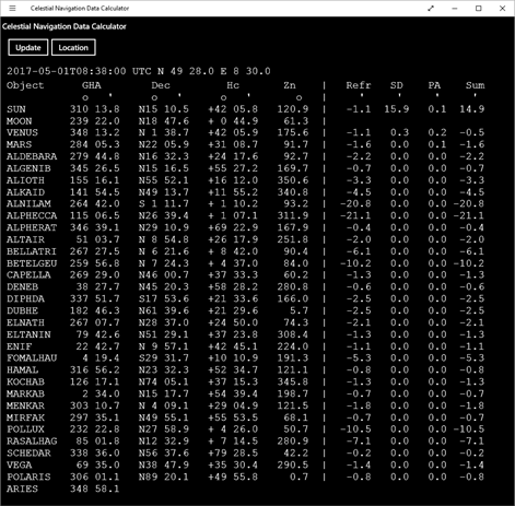 Celestial Navigation Data Calculator Screenshots 1