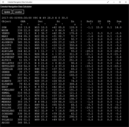 Celestial Navigation Calculator Free Online