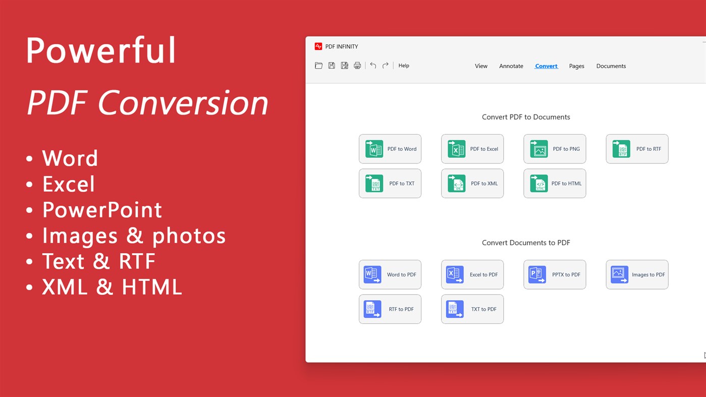 #5. PDF Infinity - DOCX, XLSX and PDF Editor (Windows) By: HUXSoft.com