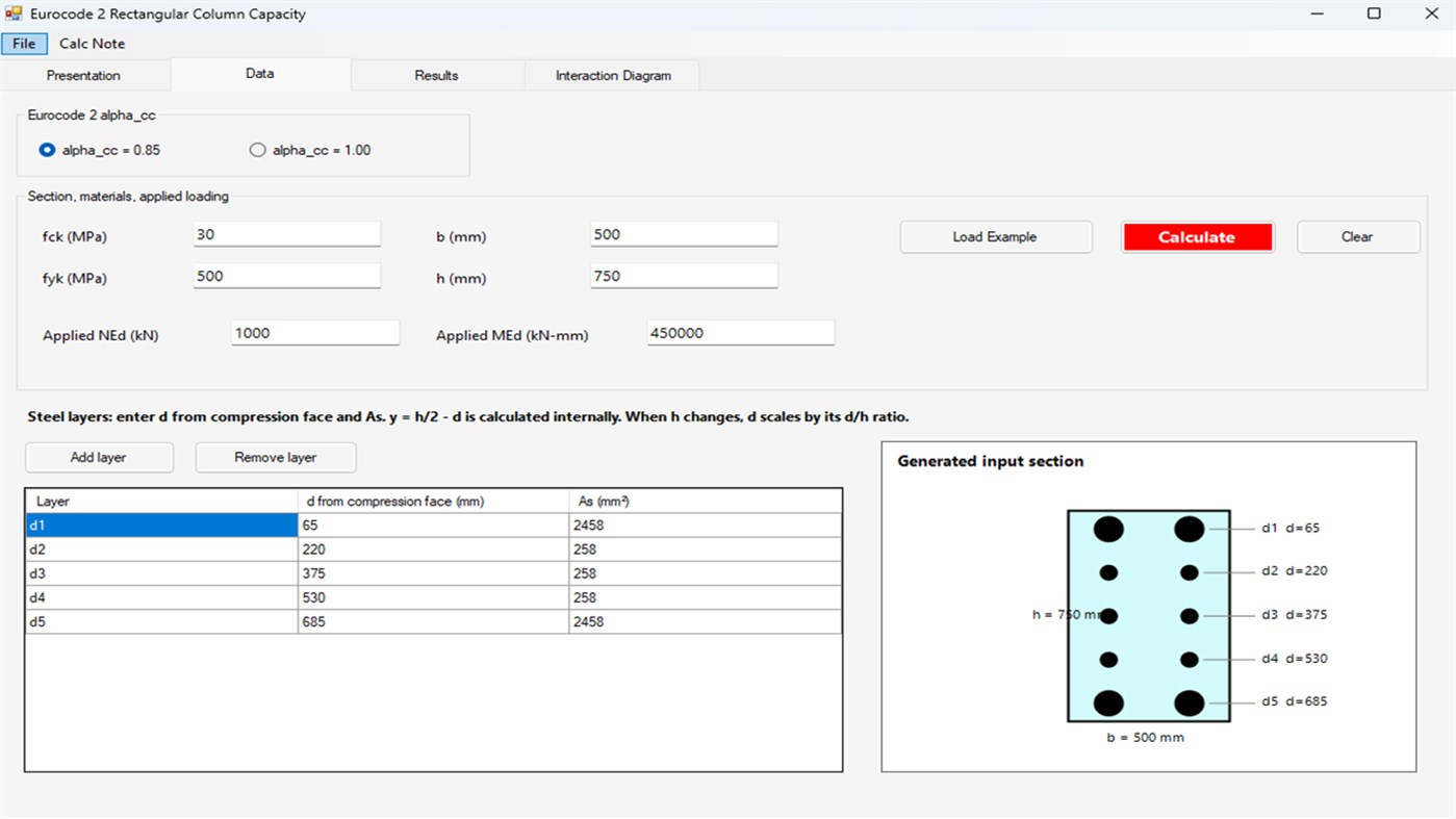 #2. EUROCODE2-RECTANGULAR COLUMN CAPACITY (Windows) di: BSAIBES Engineering