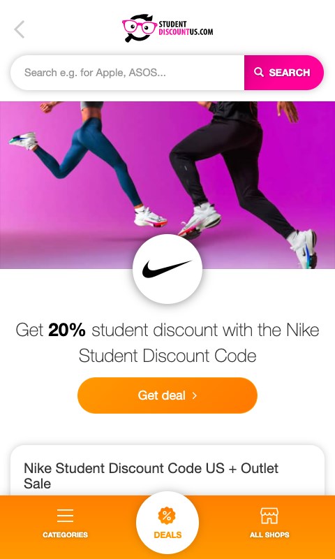 nike student discount 20