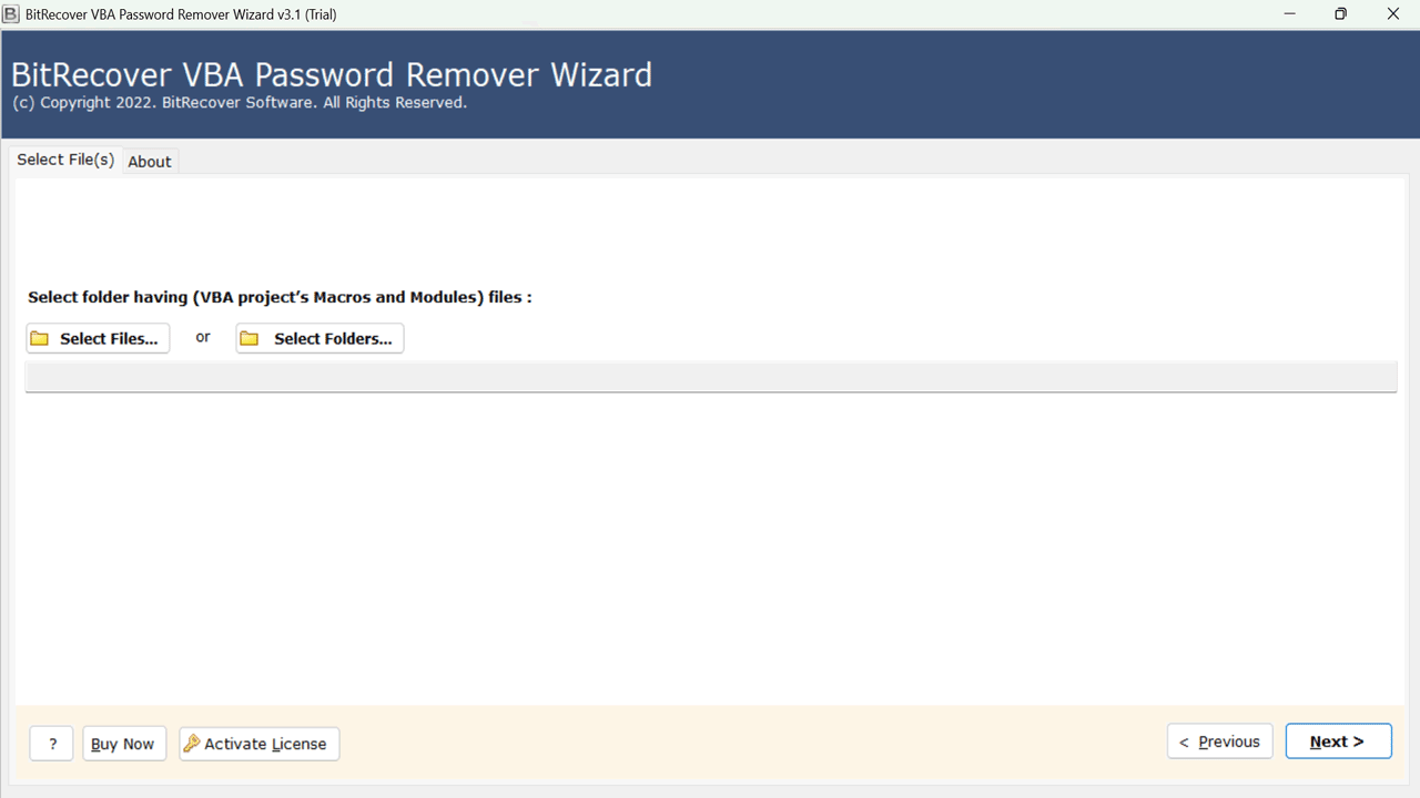 Snapshot 3 of BitRecover VBA Password Remover