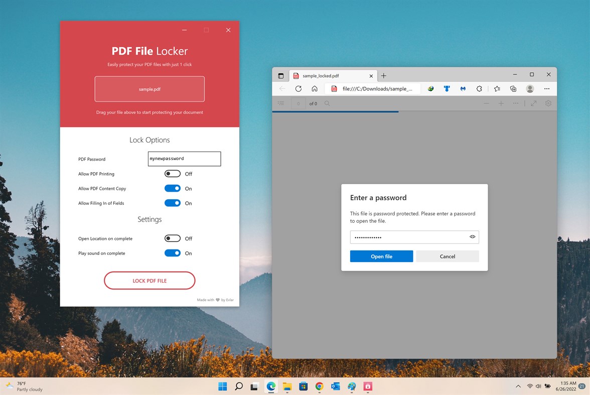 #2. PDF File Locker (Windows) Podle: EvlarSoft LLC