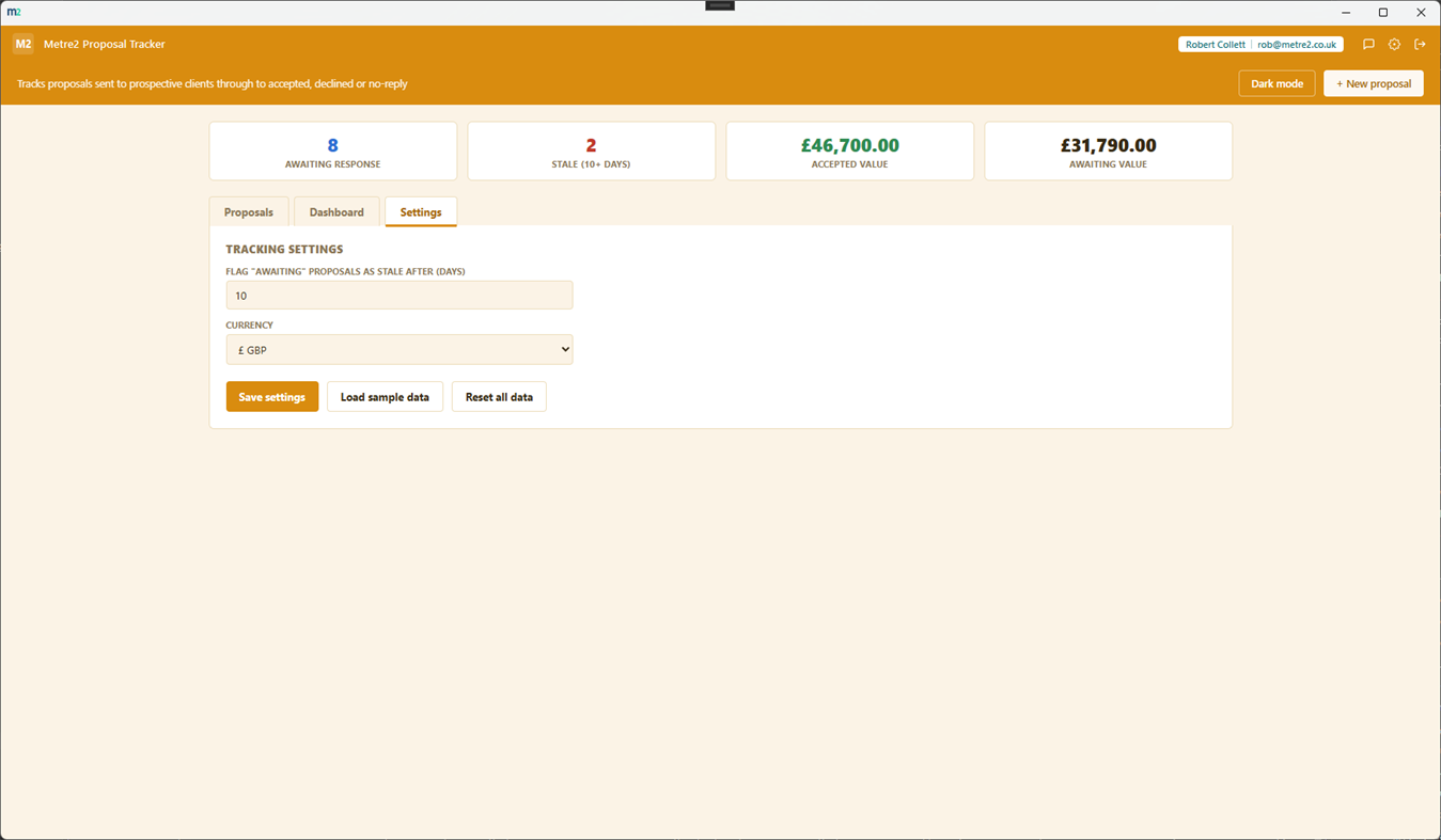 #2. Metre2 Proposal Tracker (Windows) By: metre2