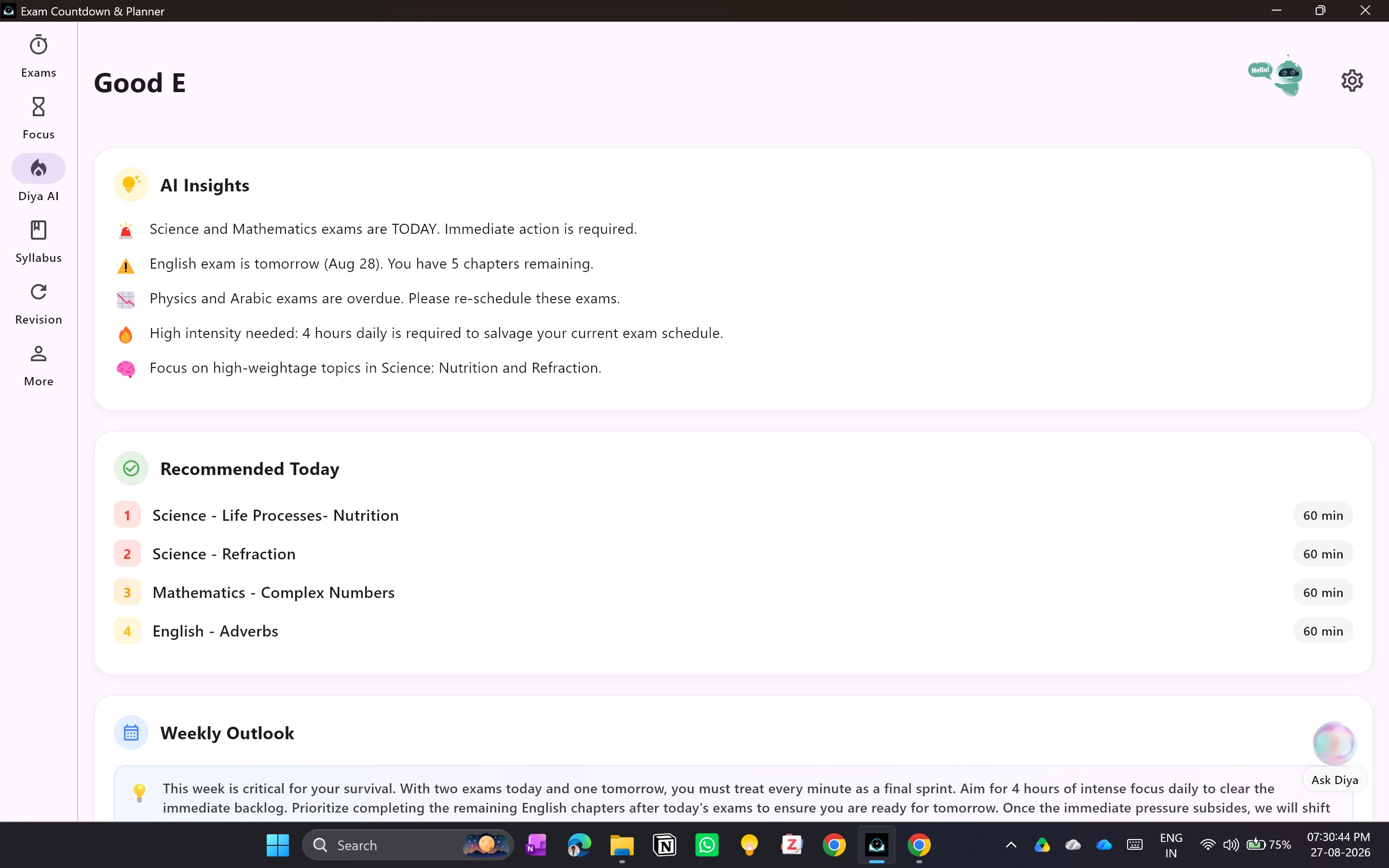 Exam Countdown & Study Planner screenshot