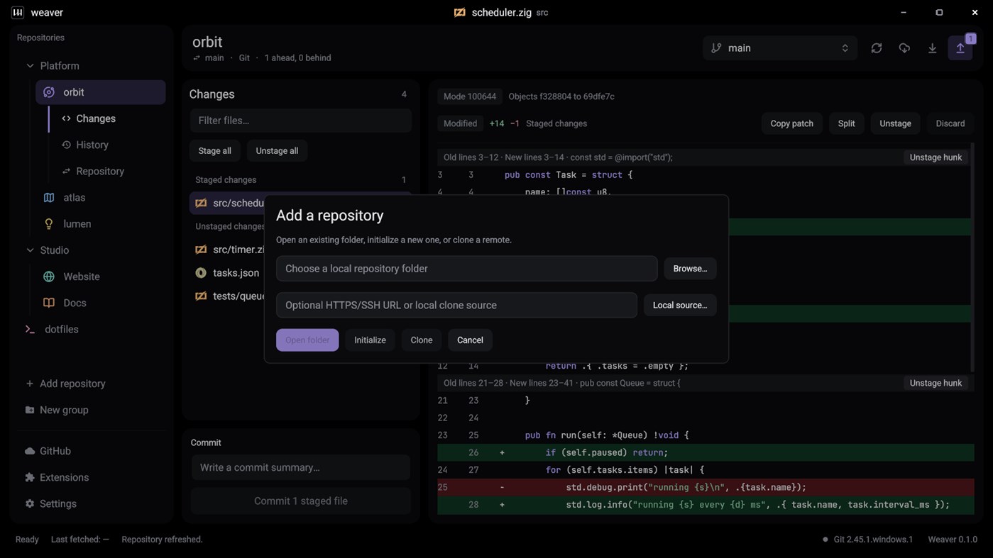 #4. Weaver - Git Desktop Client (Windows) Oleh: Keone