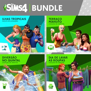 The Sims 4 – Bundle Diversão Lá Fora – Ilhas Tropicais, Terraço Perfeito Coleção de Objetos, Diversão no Quintal Coleção de Objetos, Dia de Lavar as 