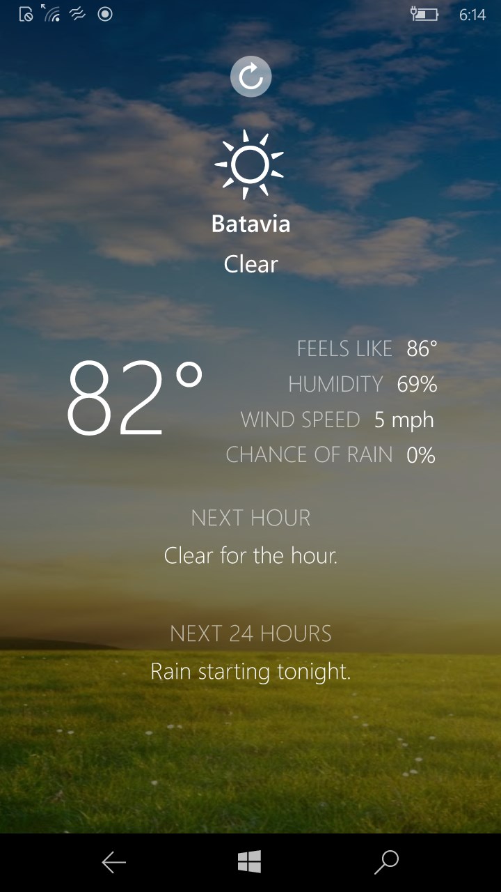Outside your local weather at a glance for Windows 10