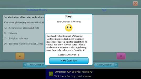 QVprep Lite AP European History screenshot 6