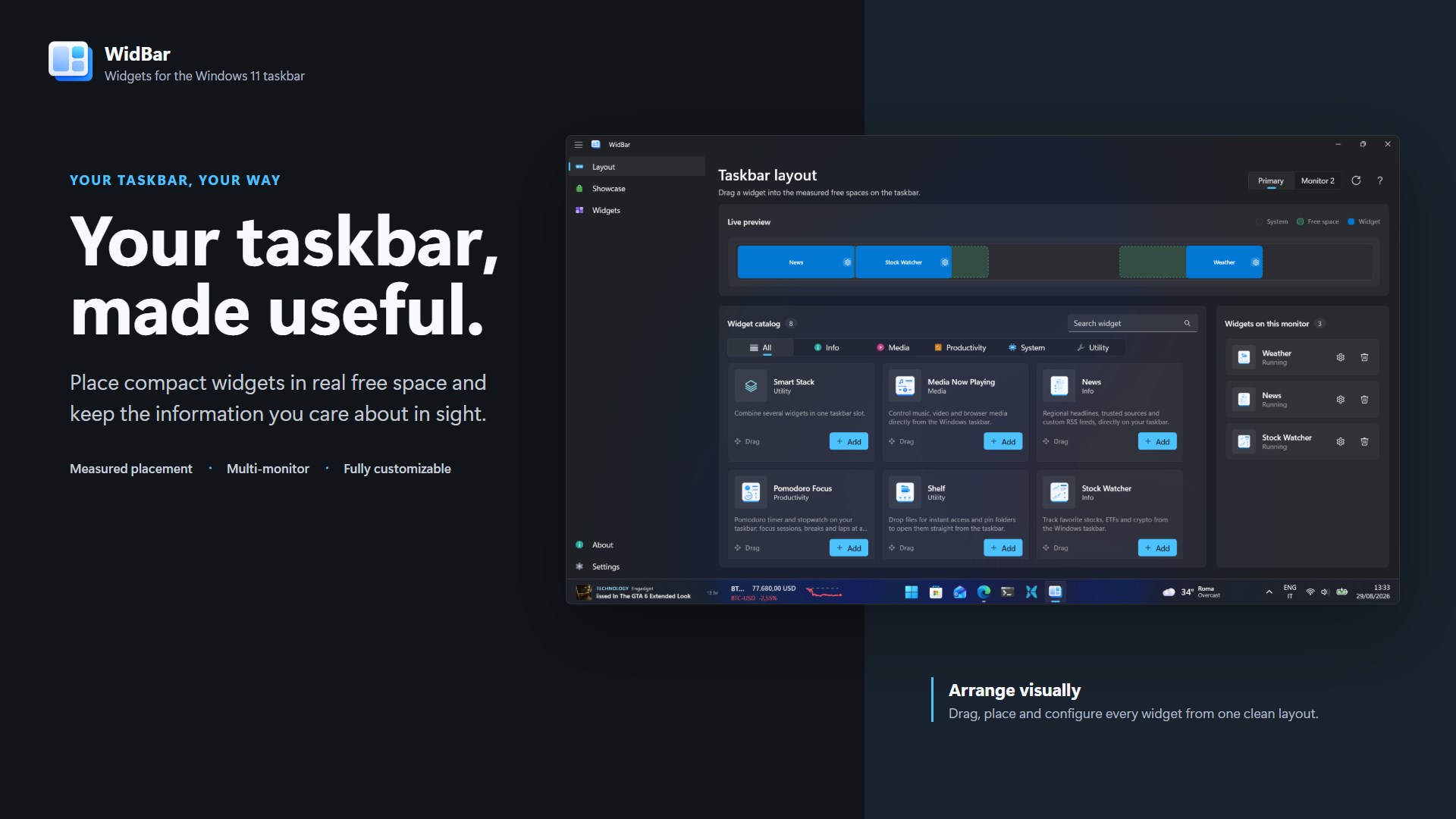 WidBar - Widget Taskbar system screenshot
