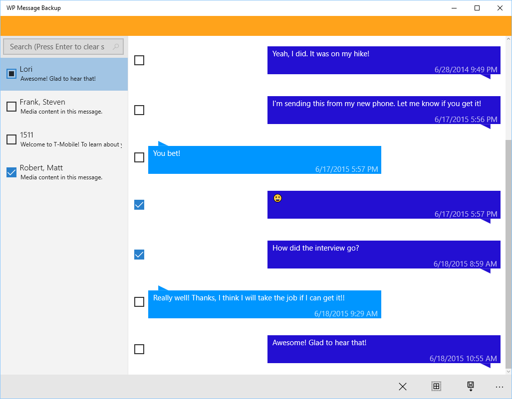 WP Message Backup for Windows 10