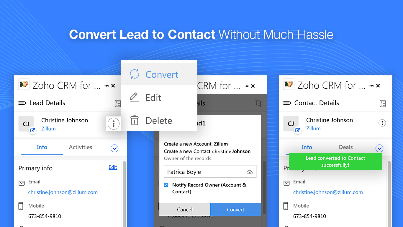 zoho outlook extension