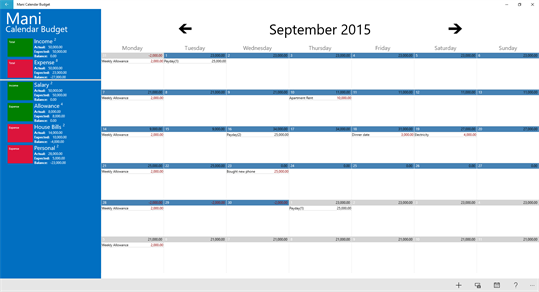 Mani Calendar Budget screenshot 1