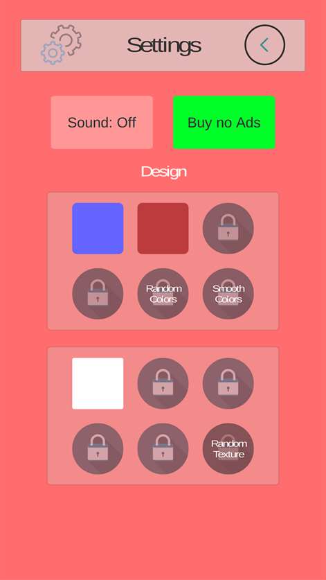 Screenshot: Freischaltbare Designs und Werbung