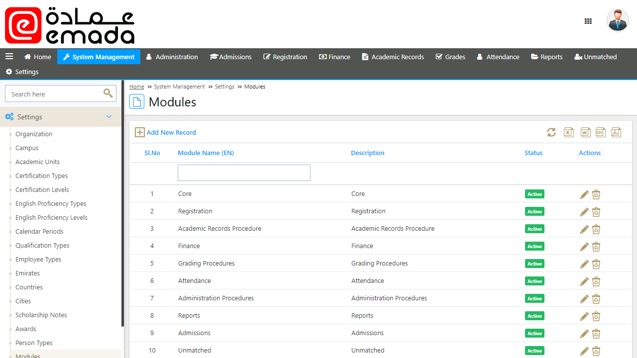 Snapshot 4 of eMada (Student Information System)