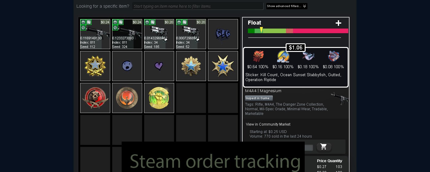 Steam order tracking