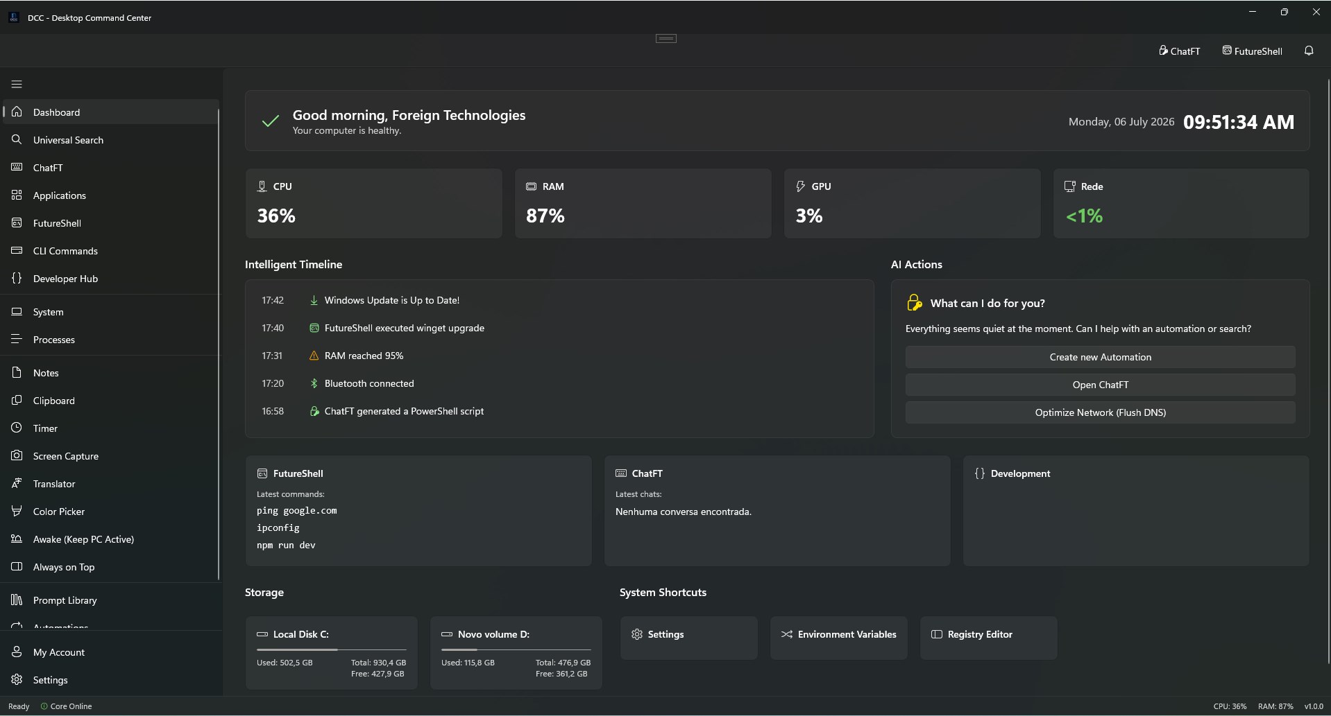 DCC - Desktop Command Center screenshot