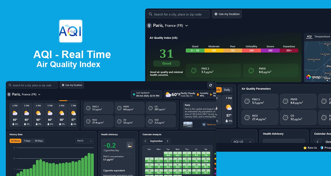 AQI - Real Time Air Quality Index screenshot